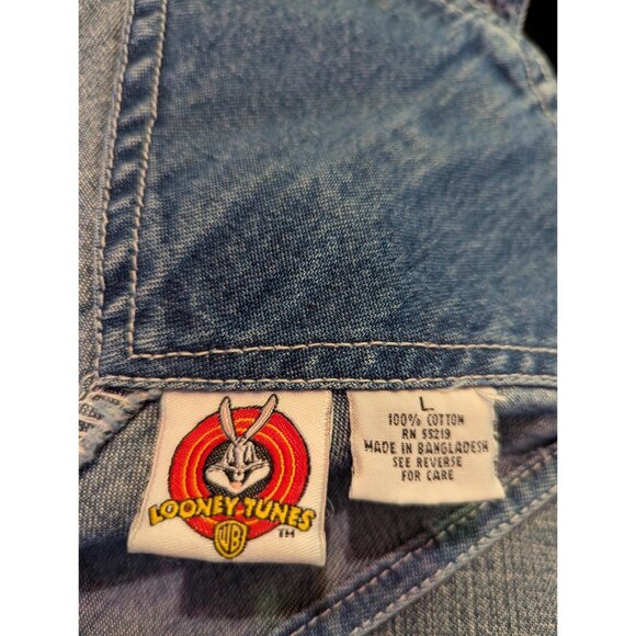 Looney Tunes Women's Y2K Overalls - Embroidered Tweety and Sylvester Bib - Picture 7 of 8